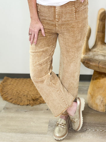 Camel Corduroy Straight Pants