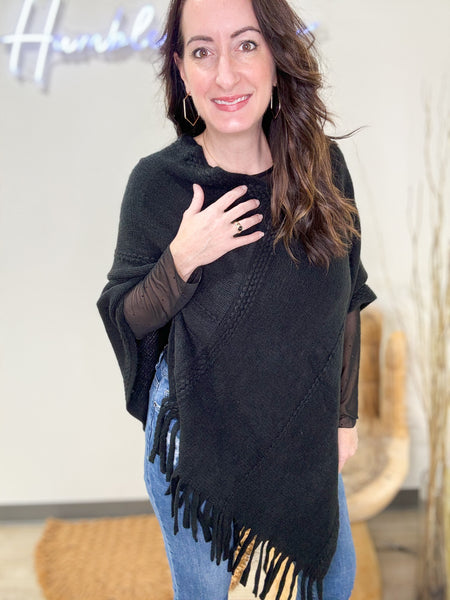 Black Tassel Poncho