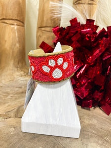 Panther Paw Beaded Cuff Bracelet