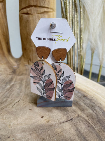 Leaves Painted Wood Earrings